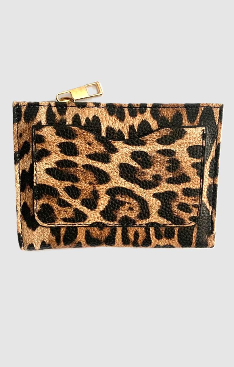 Leopar Desen Fermuarlı Kartlık Cüzdan