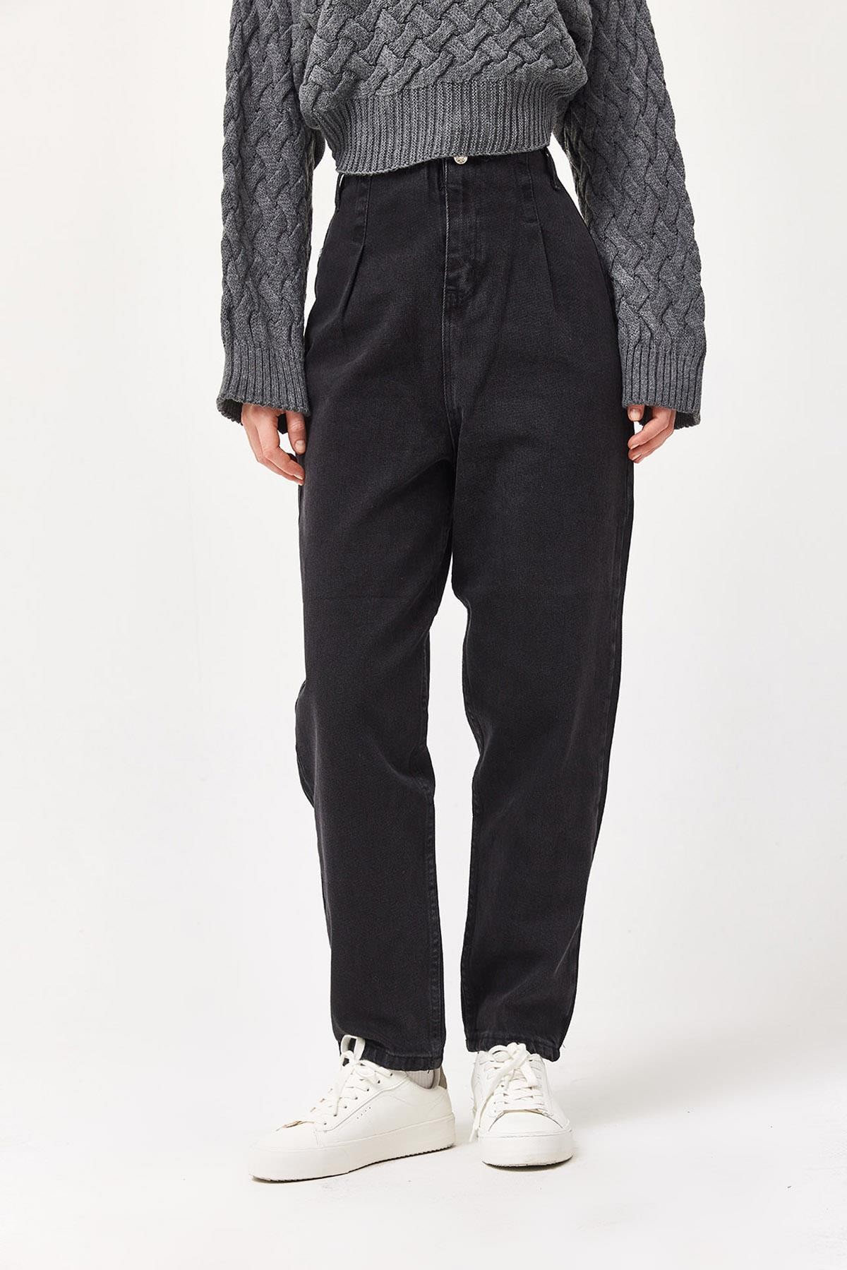 Fit Jean Yüksek Bel Pantolon Siyah