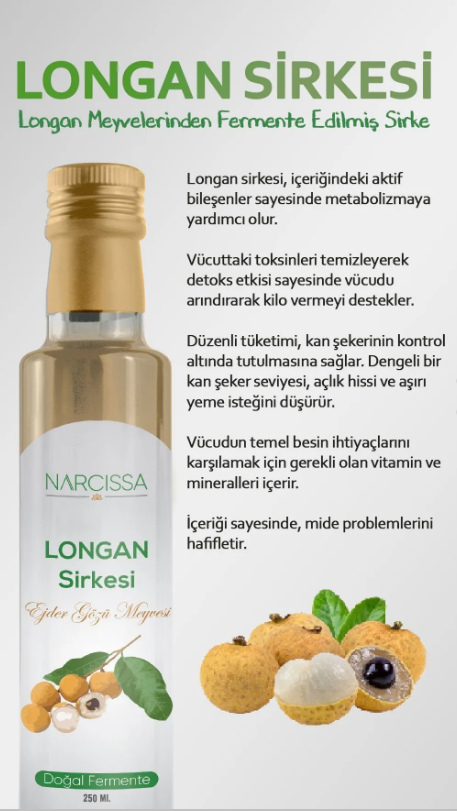 Doğal Fermente Longan Sirkesi 250 ml Narcıssa
