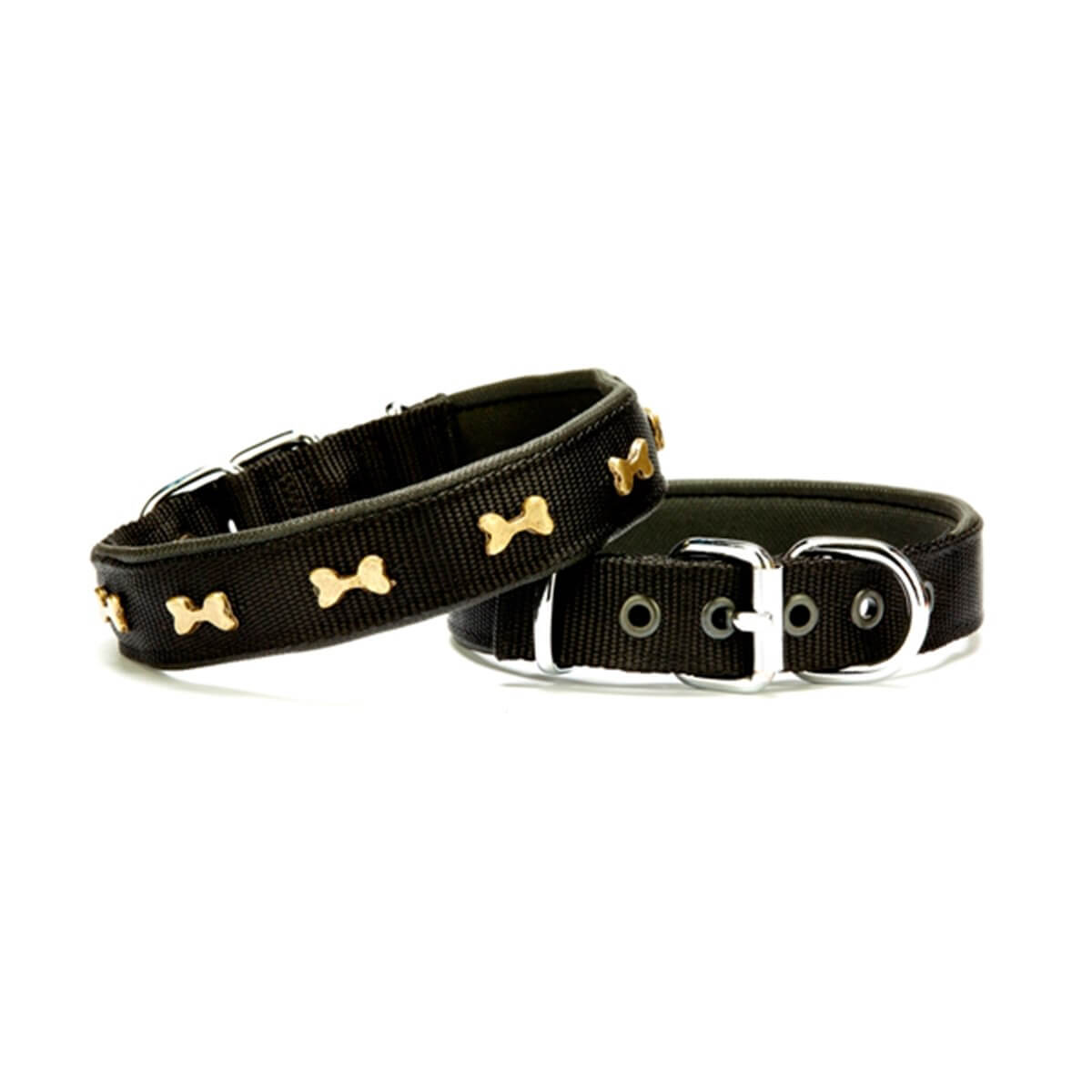 Doggie Metal Kemikli Dokuma Boyun Tasması Medium Siyah