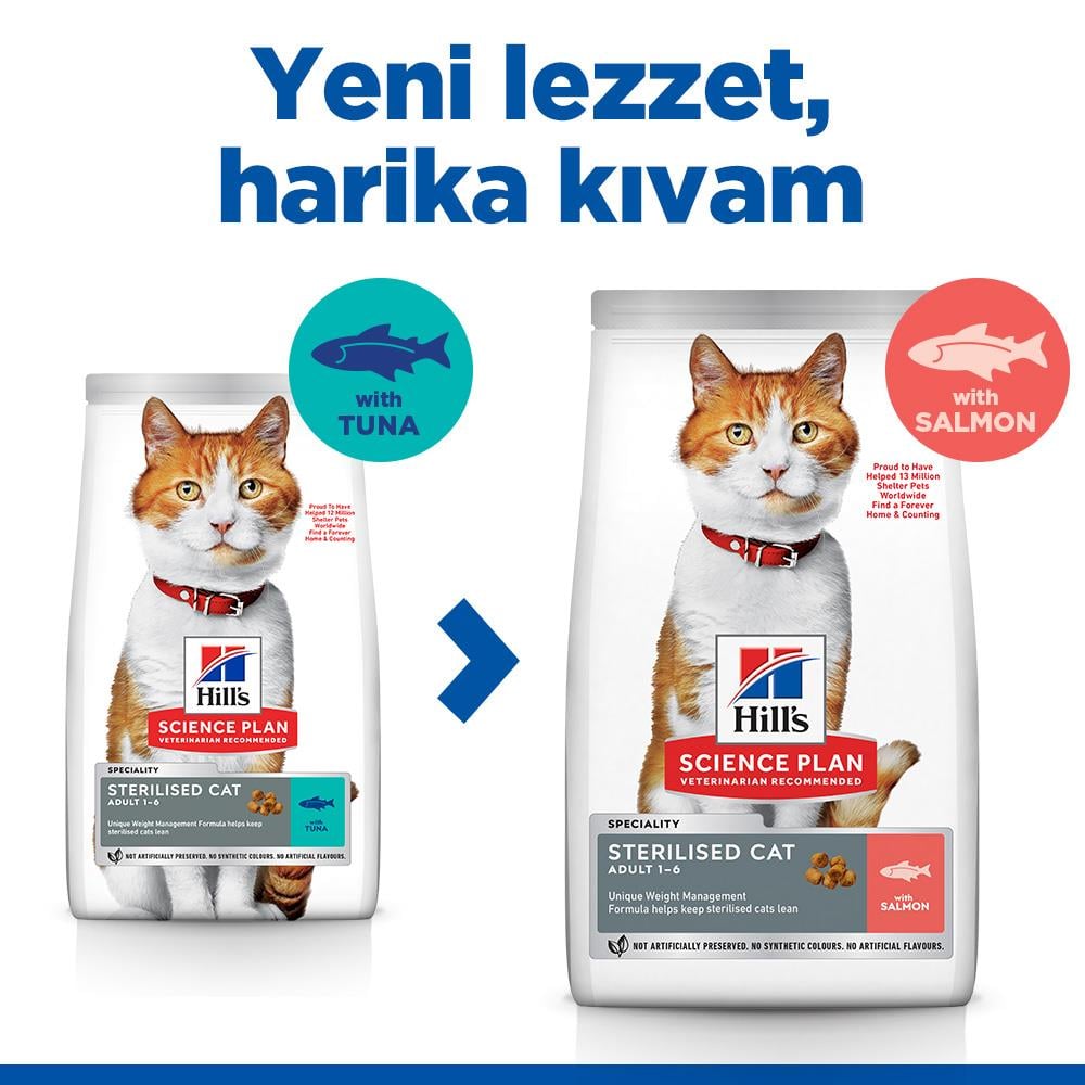 Hills Sterilised Somon Kısır Kedi Maması 10 Kg, Kısırlaştırılmış Kedi Maması, Hills