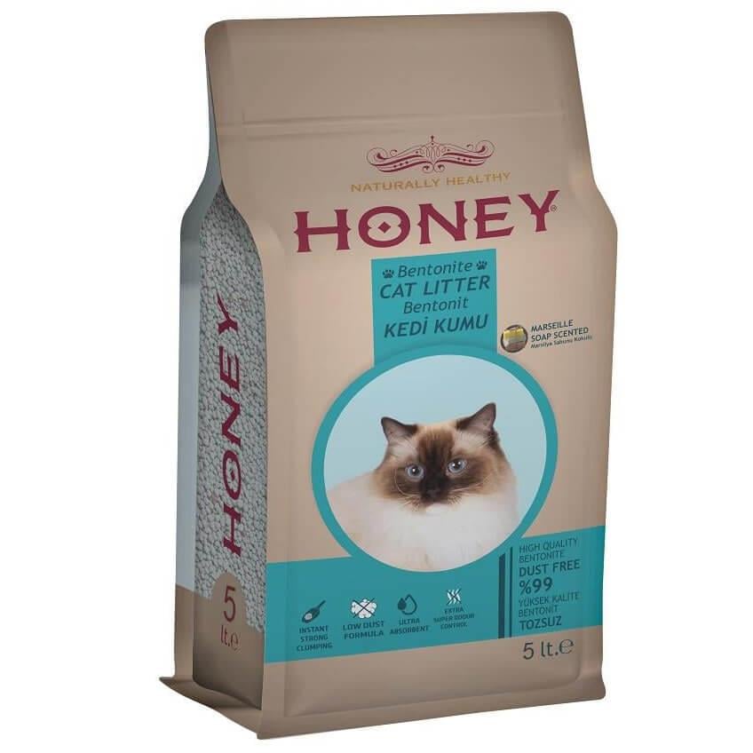 Honey Marseille Soap  Sabun Aromalı Kedi Kumu 5 LT, Bentonit Kedi Kumu, Honey