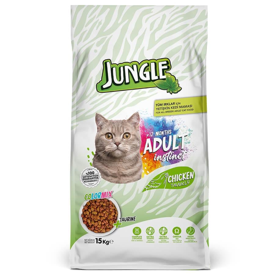Jungle Color Mix Tavuklu Kedi Maması 15 kg, Yetişkin Kedi Maması, Jungle
