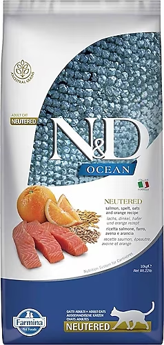 N&D Düşük Tahıllı Somonlu Kısırlaştırılmış Kedi Maması 10Kg, Kısırlaştırılmış Kedi Maması, N & D
