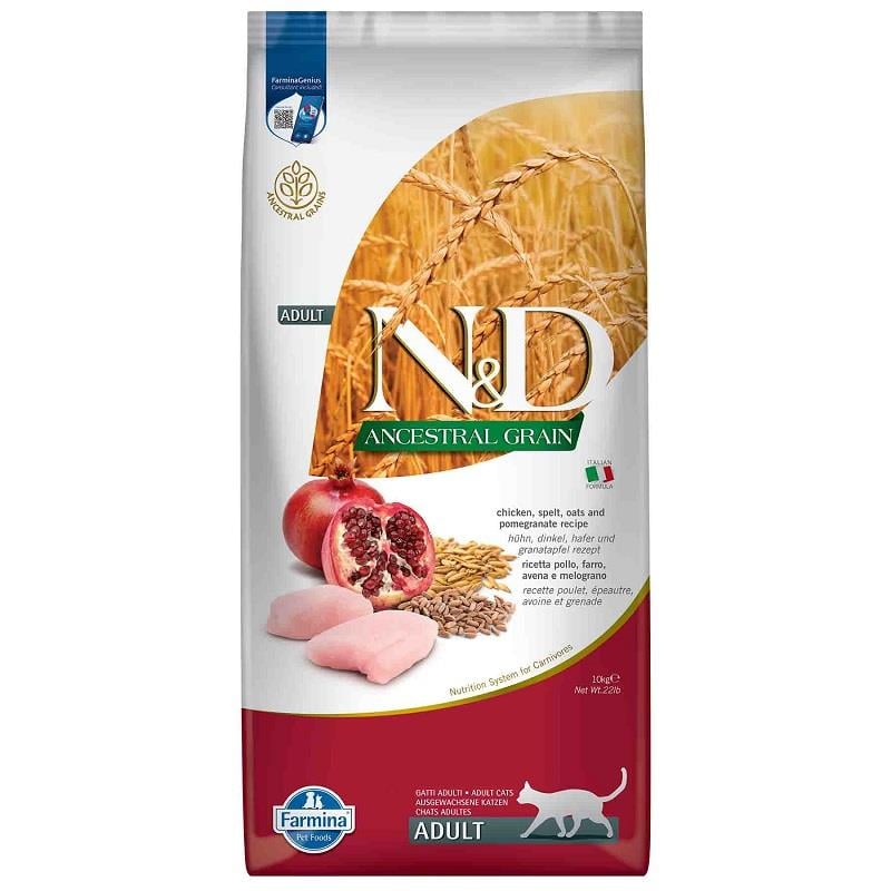 N&D Düşük Tahıllı Tavuklu ve Narlı Yetişkin Kedi Maması 10 Kg, Yetişkin Kedi Maması, N & D