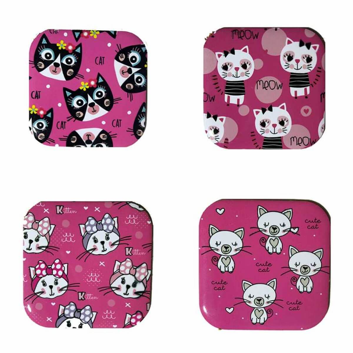 Petdesign Cat Smile Metal Bardak Altlığı 4 Lü