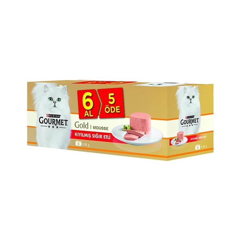 ProPlan Gourmet Gold Kıyılmış Sığır Etli Kedi Konservesi 85 Gr 6 Al 5 Öde, Yetişkin Kedi Yaş Mama, Proplan