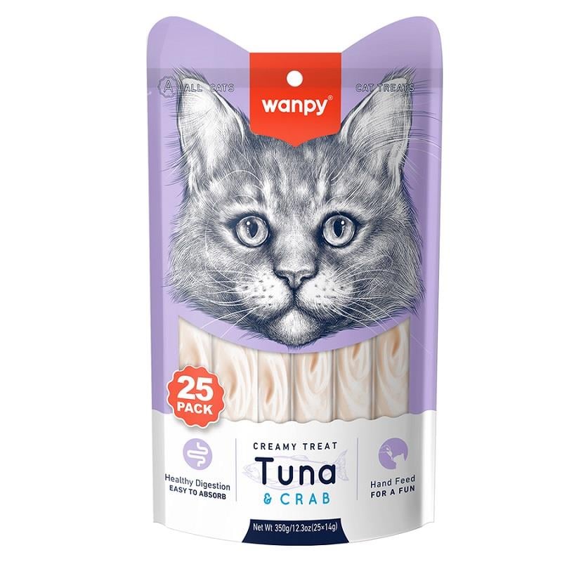 Wanpy Ton Balıklı&Yengeçli Sıvı Kedi Ödülü 25*14 gr, Kedi Ödül Maması, Wanpy