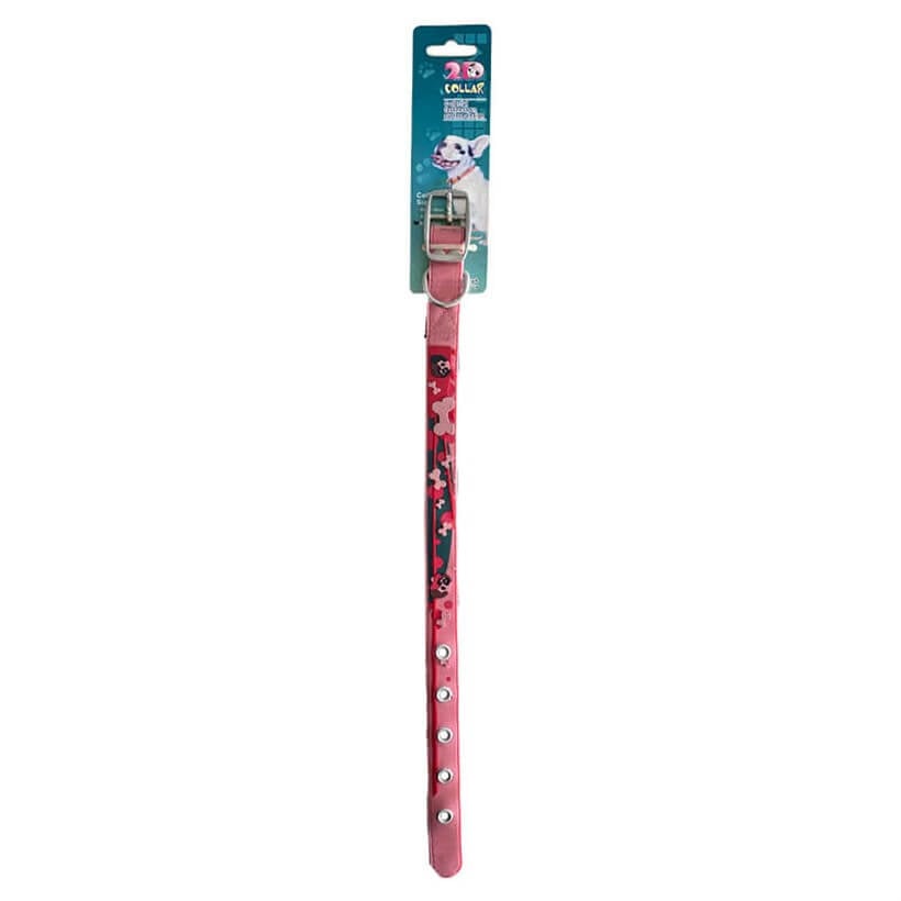 Yankel Kemik Desenli Köpek Boyun Tasması 21-31 cm Pembe