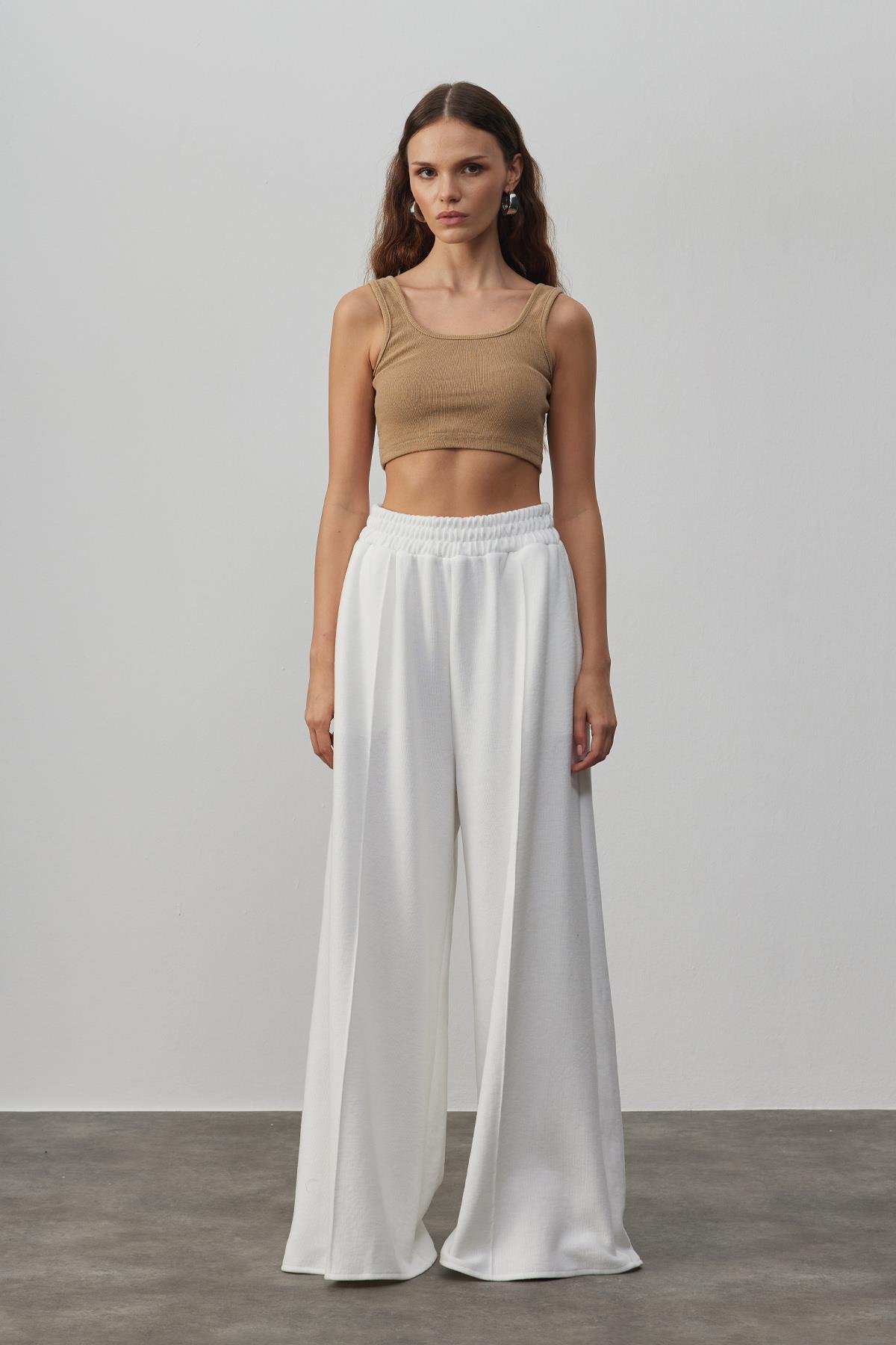Beyaz Wide Leg Pantolon