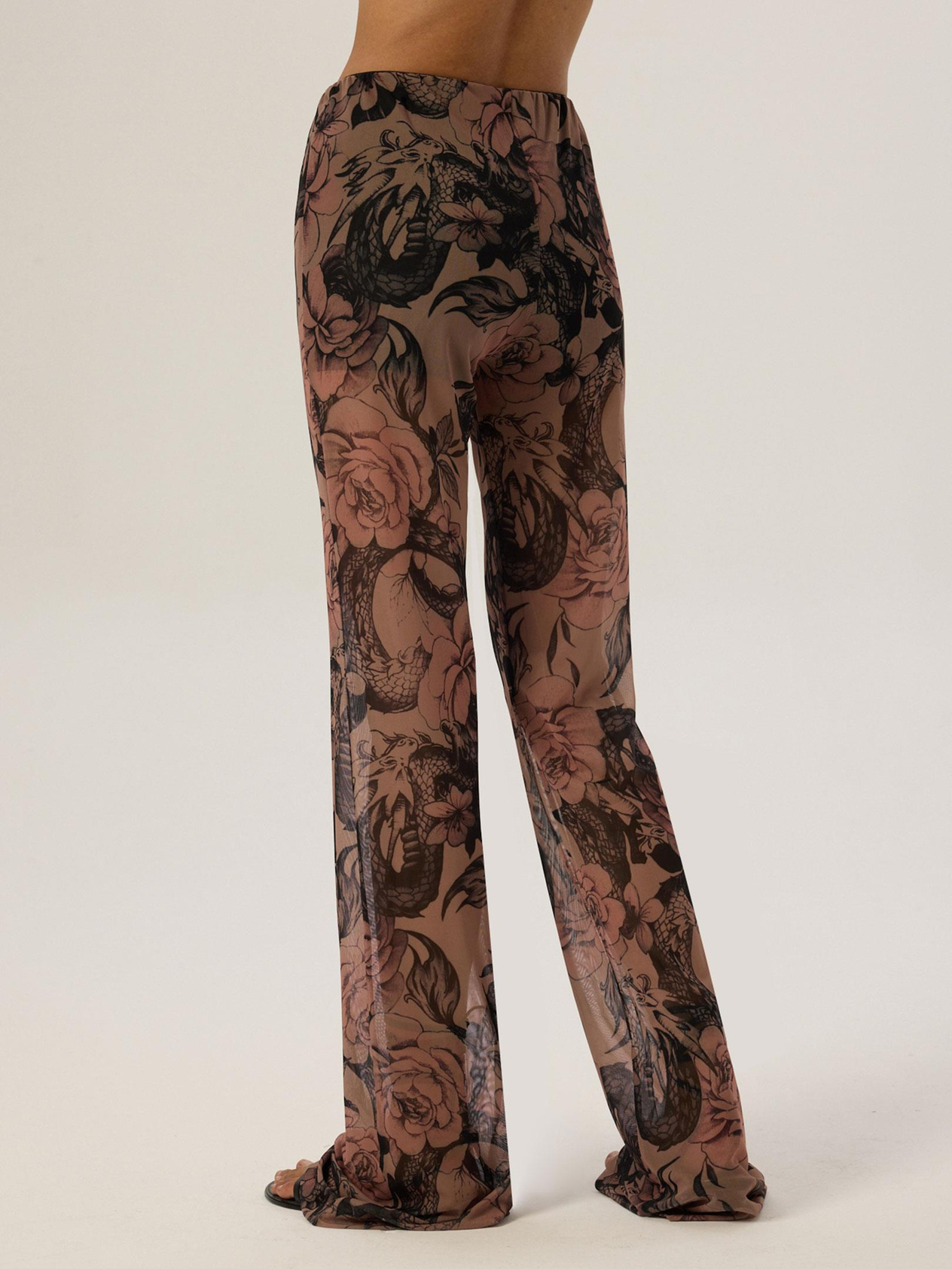 24SS103028 BELİ LASTİKLİ DESENLİ İSPANYOL PAÇA PANTOLON Kategorisiz Modelleri