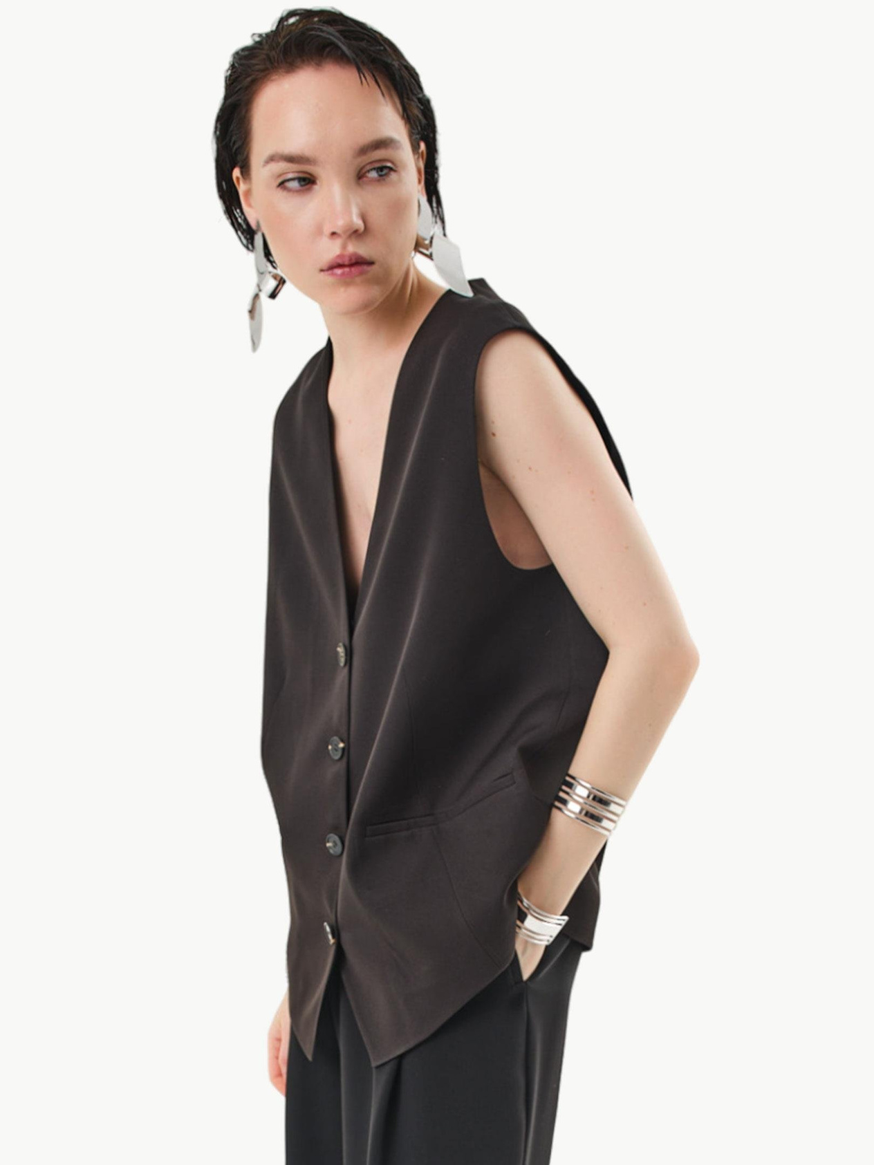 24SS106002 4002 siyah yelek- numune Kategorisiz Modelleri