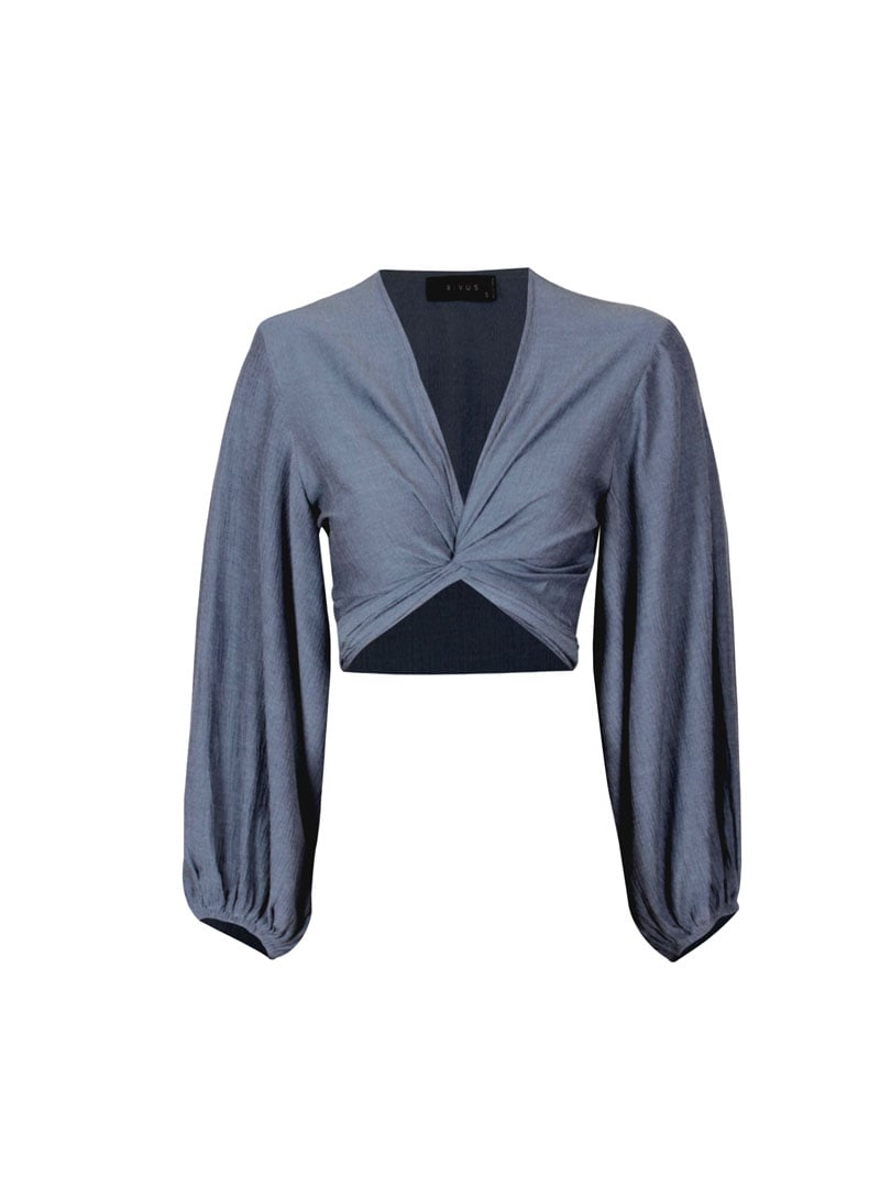 MALVAO Balloon Sleeve Wrap Blouse
