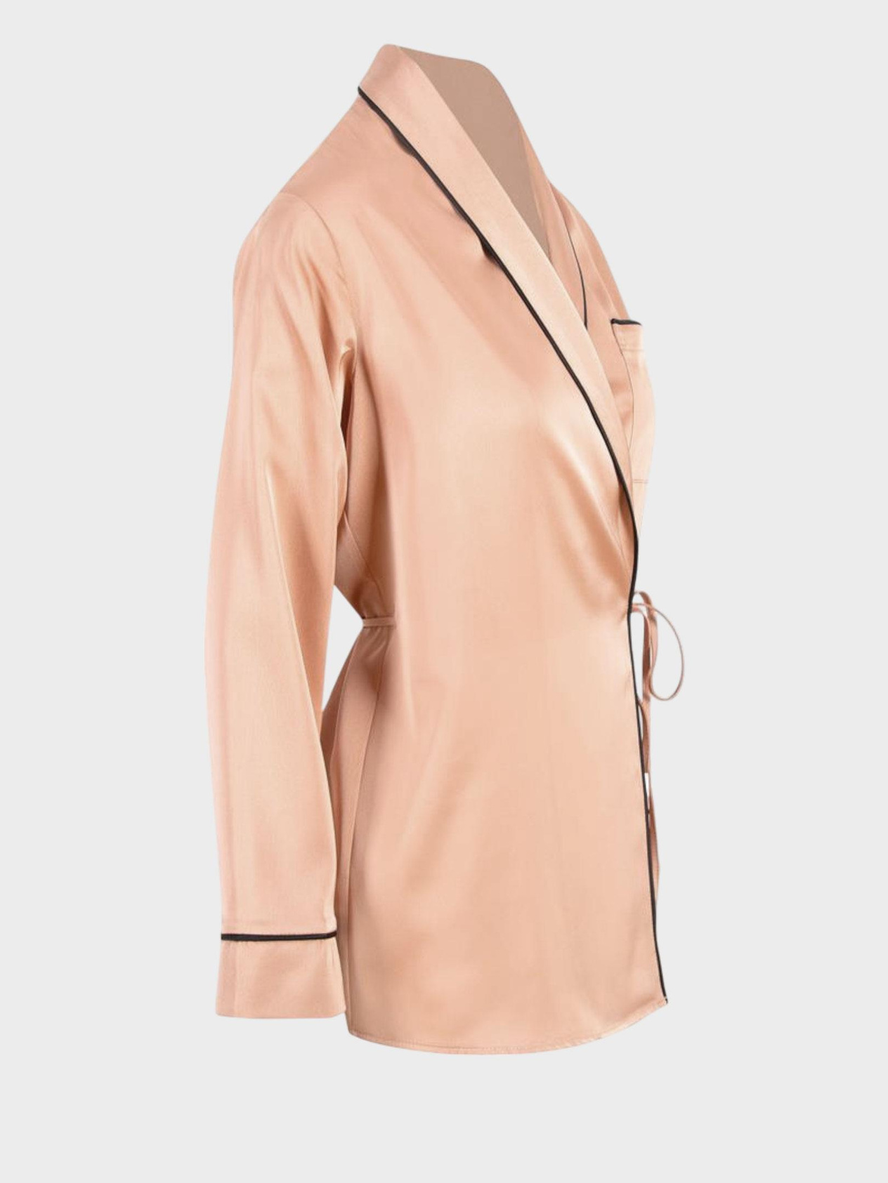 Satin Wrap Pajama Jacket - Camel Jacket Modelleri