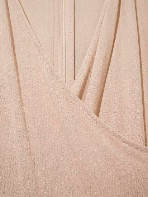 Wrap Long Sleeve Maxi Dress - Beige
