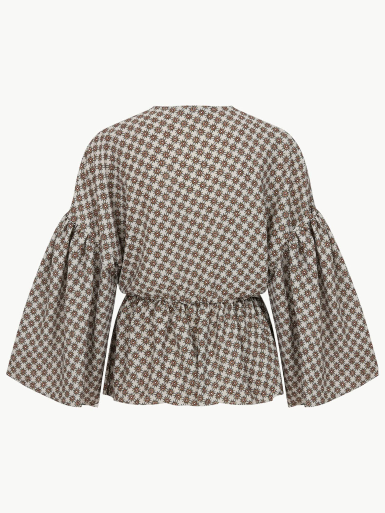 Wrap Cut Elastic Waist Blouse - Patterned Bluz Modelleri