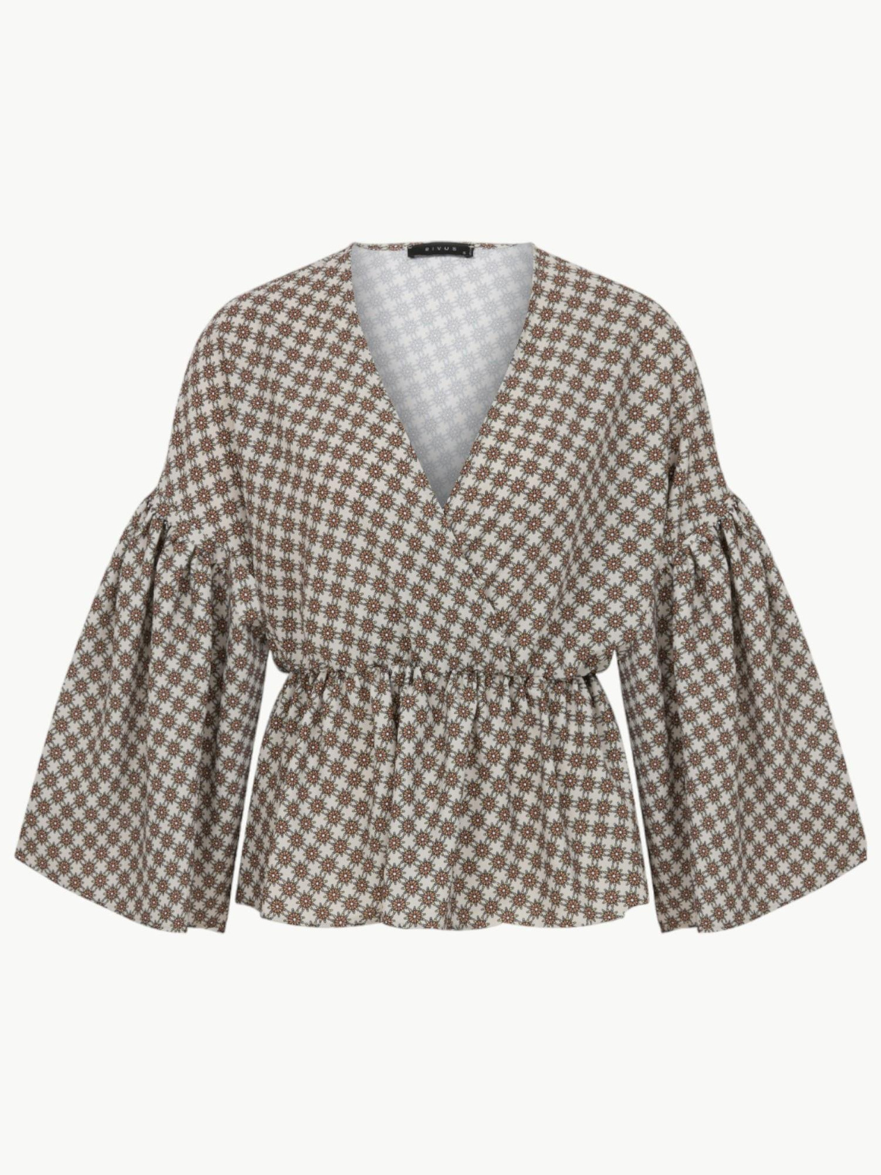 Wrap Cut Elastic Waist Blouse - Patterned Bluz Modelleri