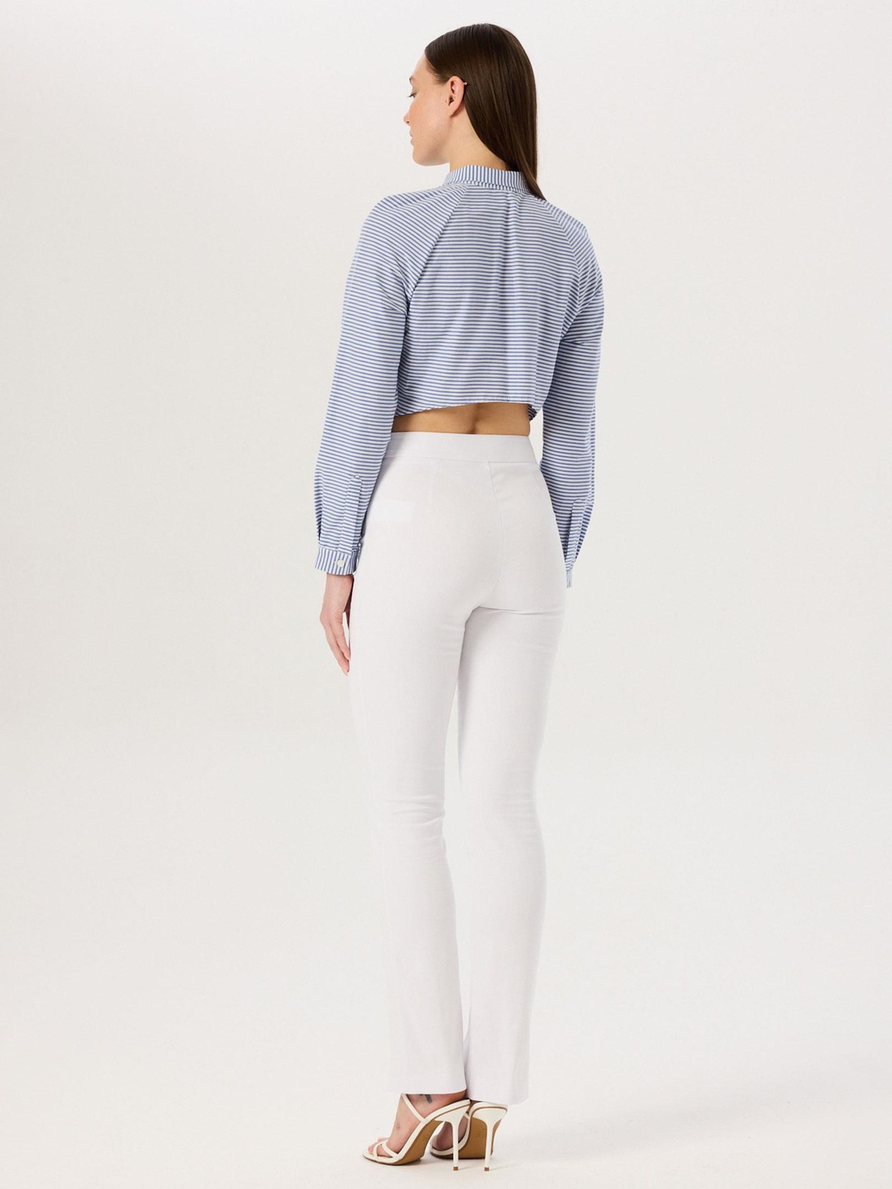 Asymmetric Cut Buttoned Shirt - Blue Striped Shirt Modelleri