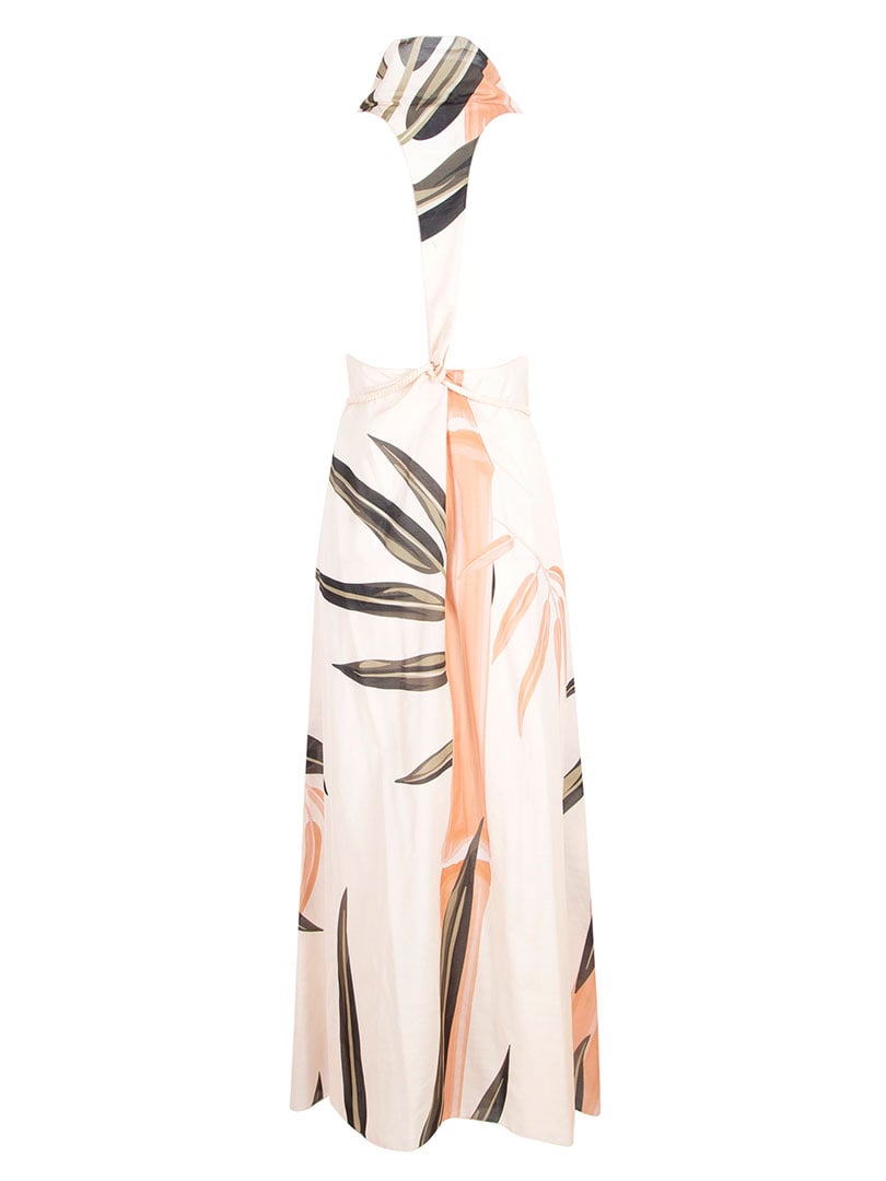 Beli Bağlamalı Kimono Yelek - Bej Desenli