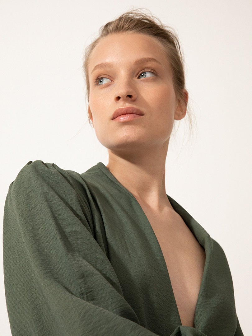 GRETA Belted Viscose Kimono With Elastic Armscye