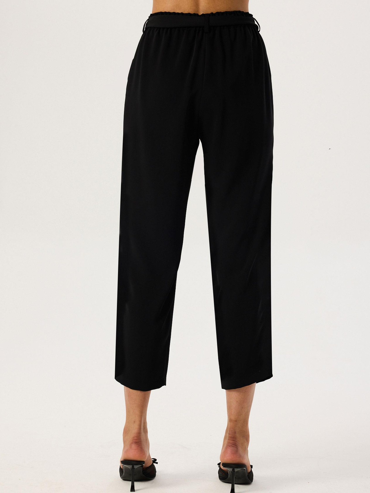 Belted Crepe Pants - Black Trousers Modelleri