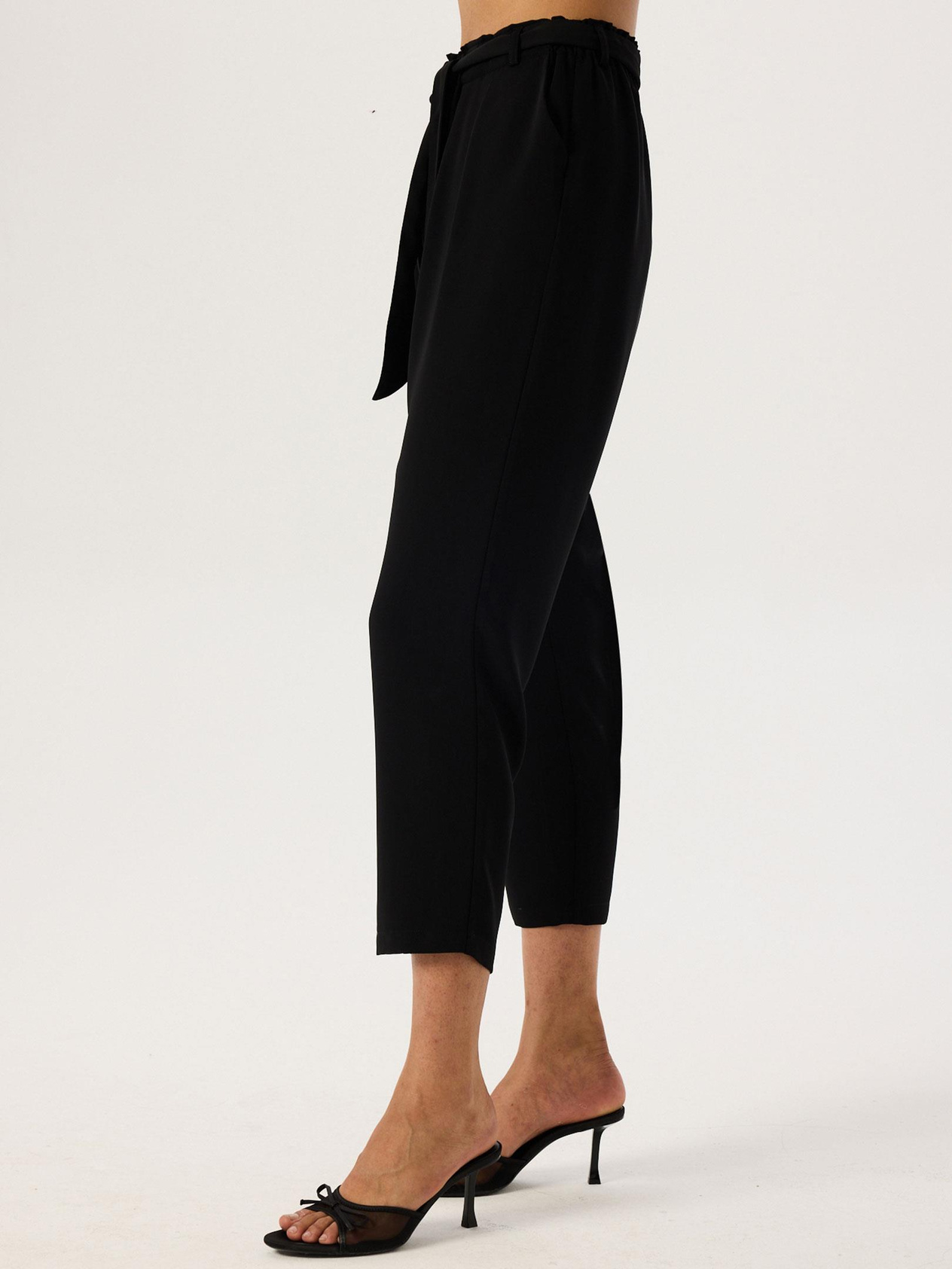 Belted Crepe Pants - Black Trousers Modelleri