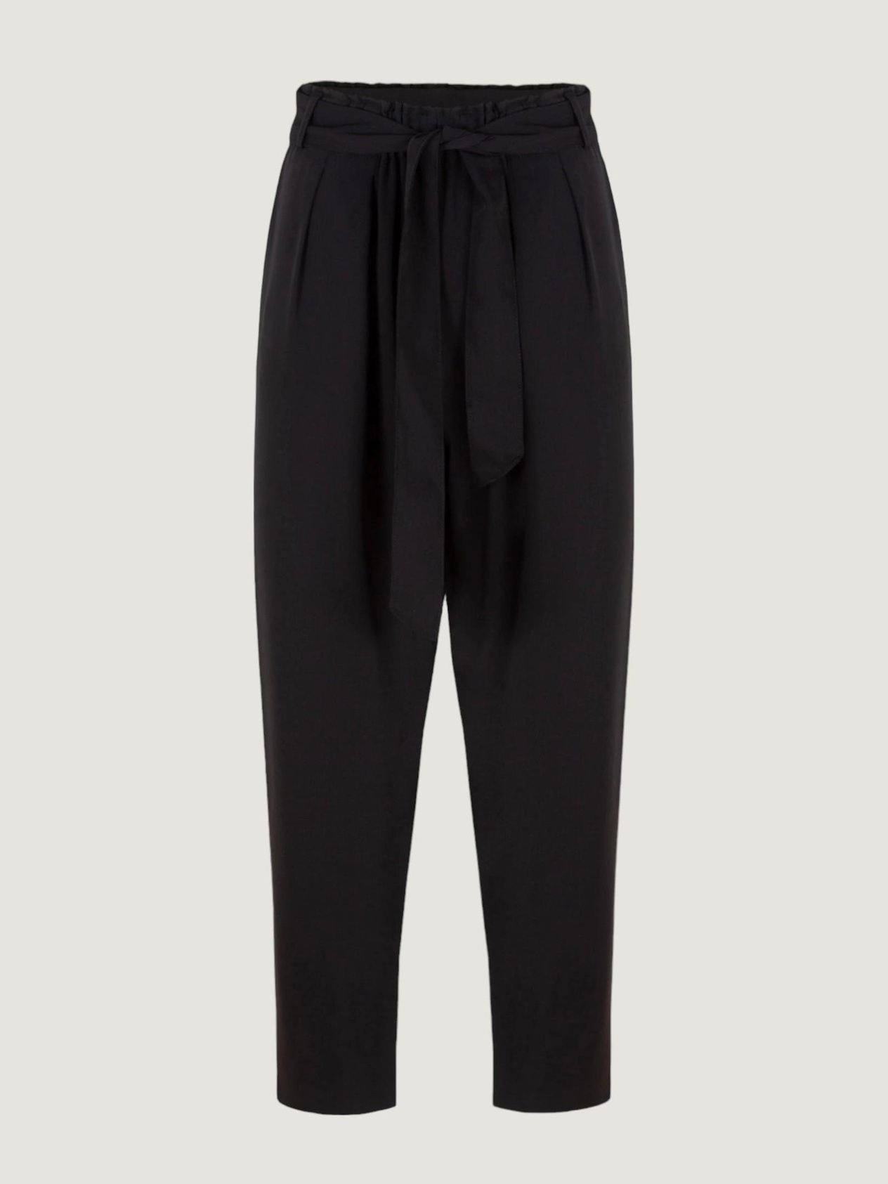 Belted Crepe Pants - Black Trousers Modelleri