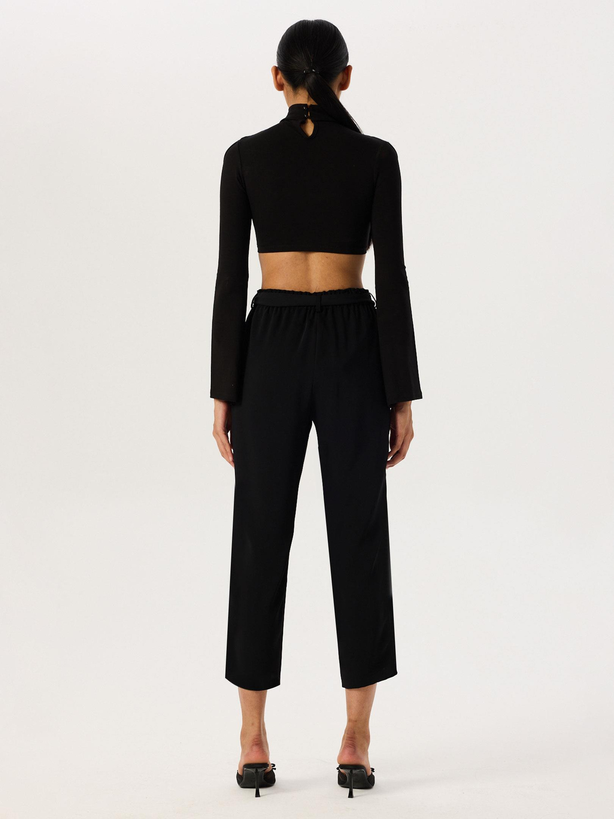 Belted Crepe Pants - Black Trousers Modelleri