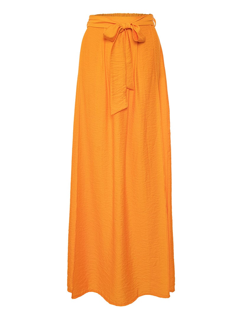 HECATE Elastic Waist Belted Skirt With Double Front Slit