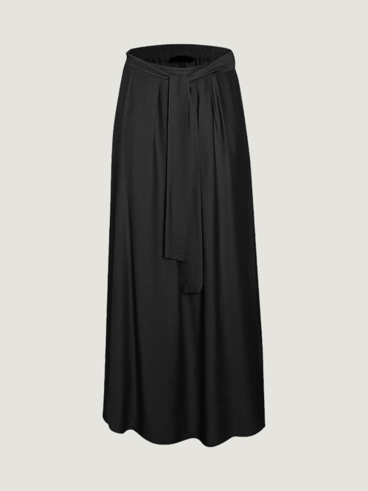 Beli Lastikli Kuşaklı Önden Çift Yırtmaçlı Etek - Siyah Etek Modelleri