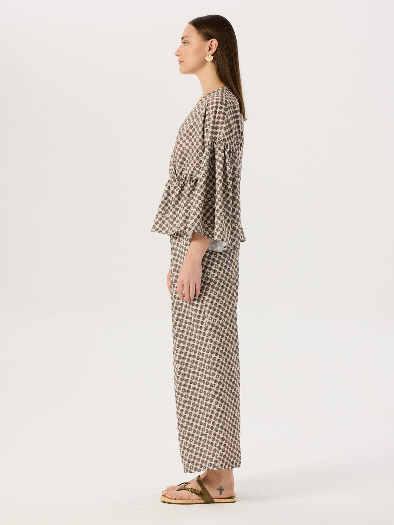 Elastic Waist Front Pleated Draped Pants - Patterned Trousers Modelleri
