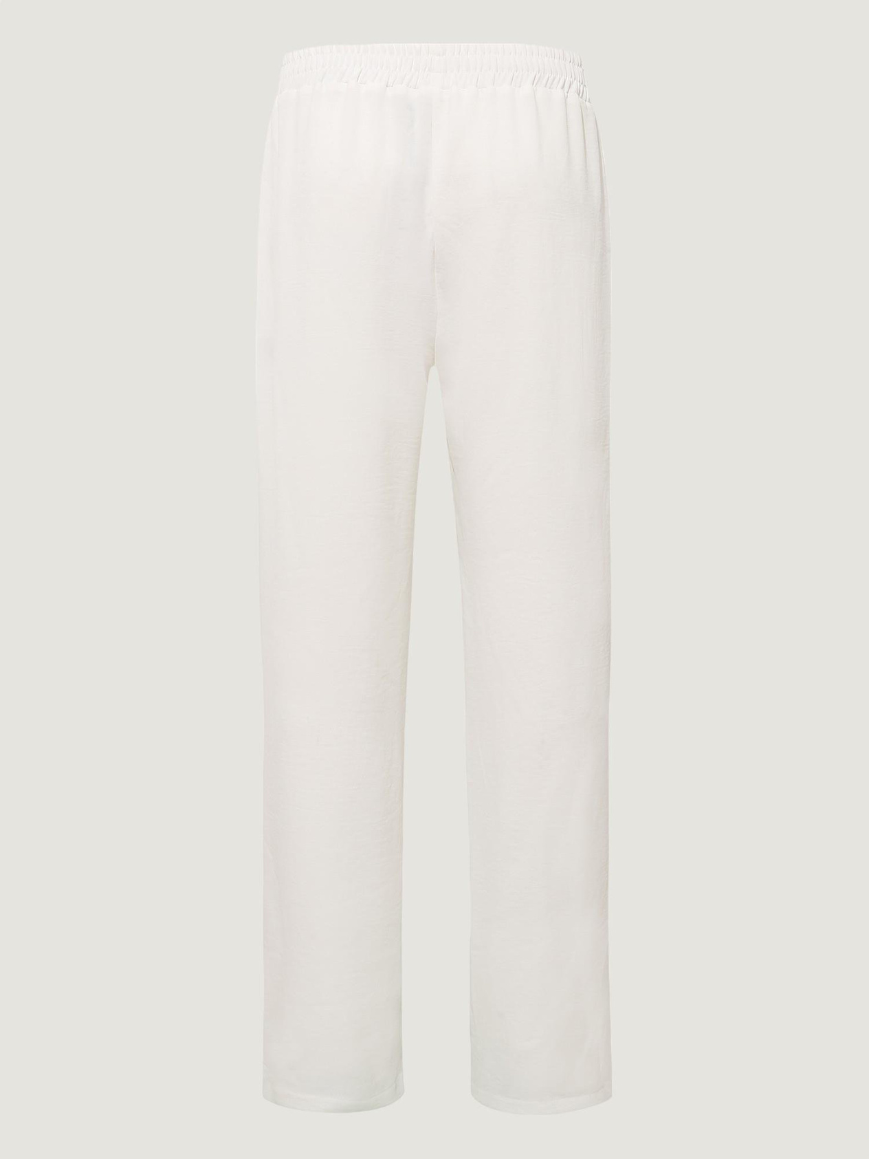 Elastic Waistband Loose Fit Draped Pants - White Trousers Modelleri