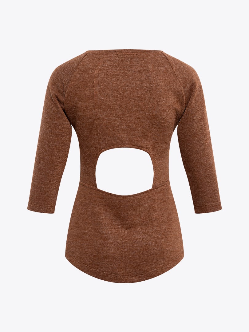 Beli Pencere Detaylı Bluz - Tarçın