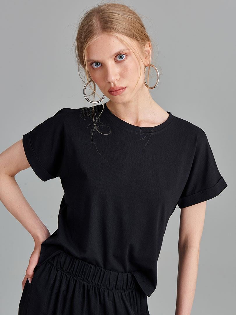 Bisiklet Yaka Basic T-Shirt - Siyah T-shirt Modelleri