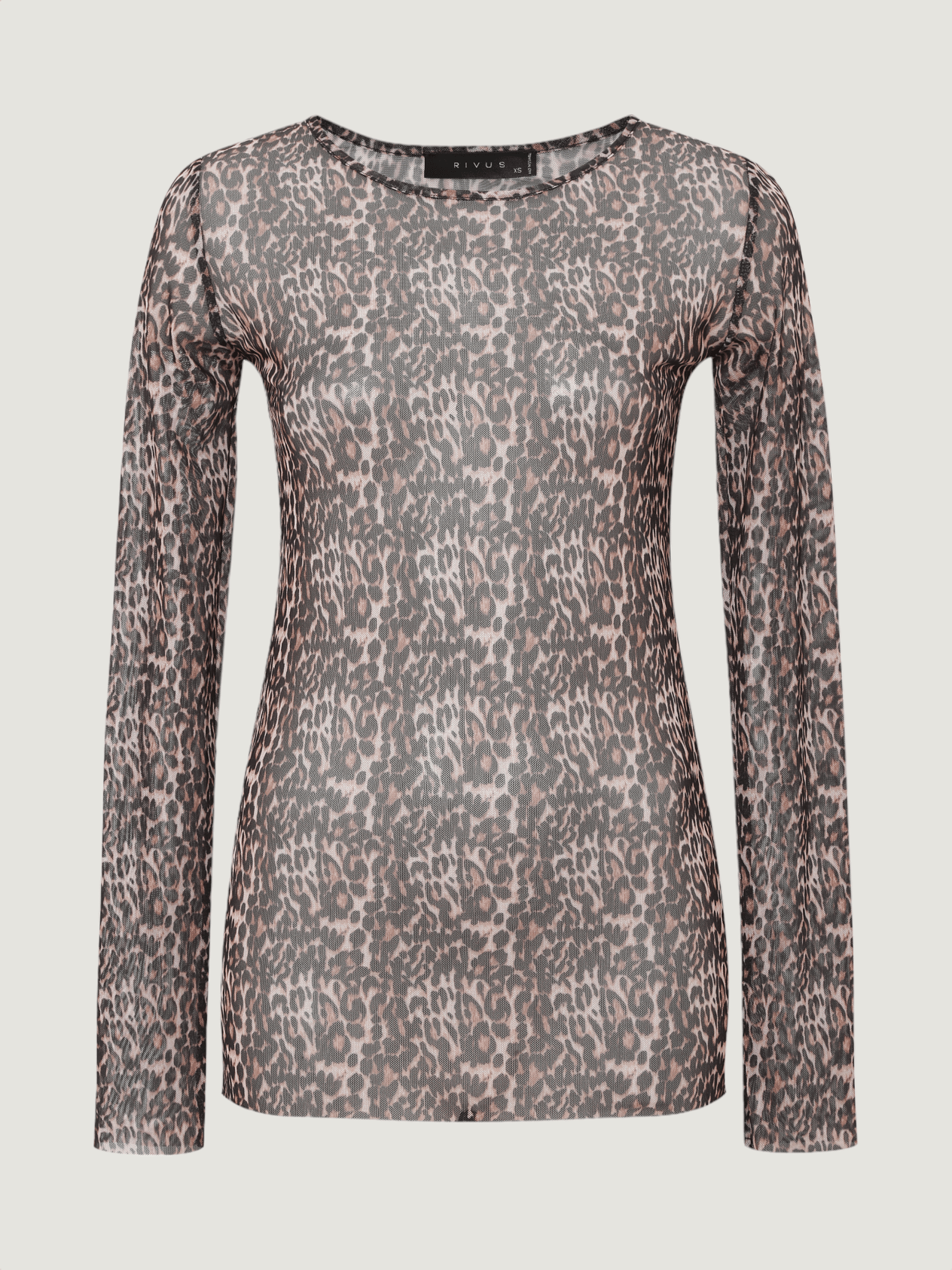 Bicycle Neck Long Sleeve Mesh Blouse - Leopard Bluz Modelleri