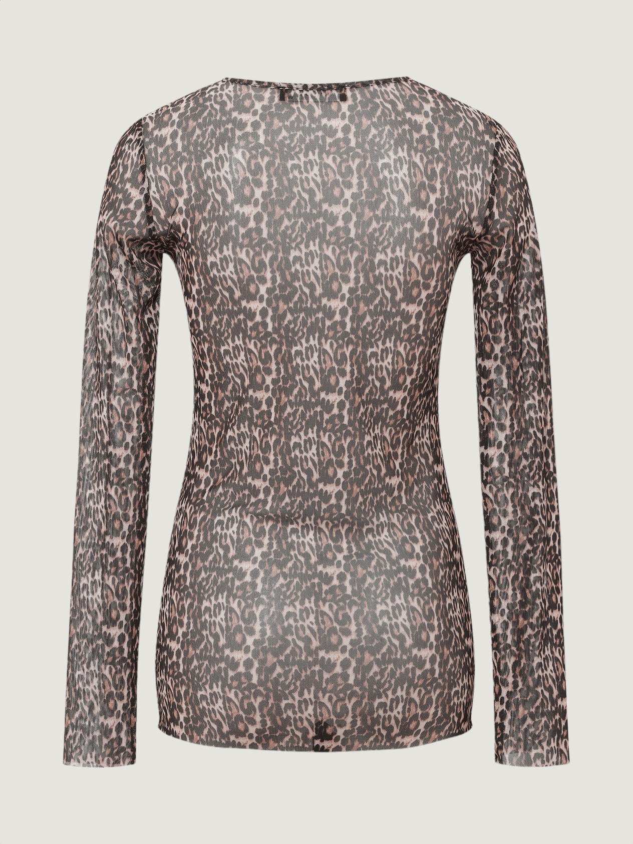 Bicycle Neck Long Sleeve Mesh Blouse - Leopard Bluz Modelleri