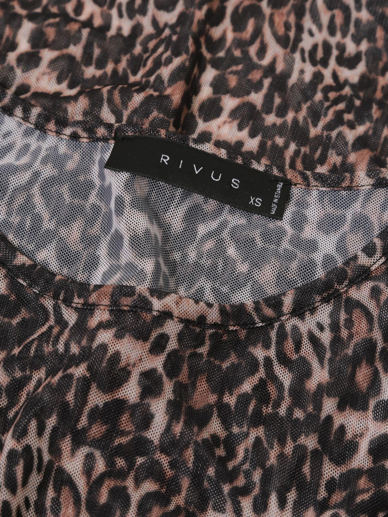 Bicycle Neck Long Sleeve Mesh Blouse - Leopard Bluz Modelleri