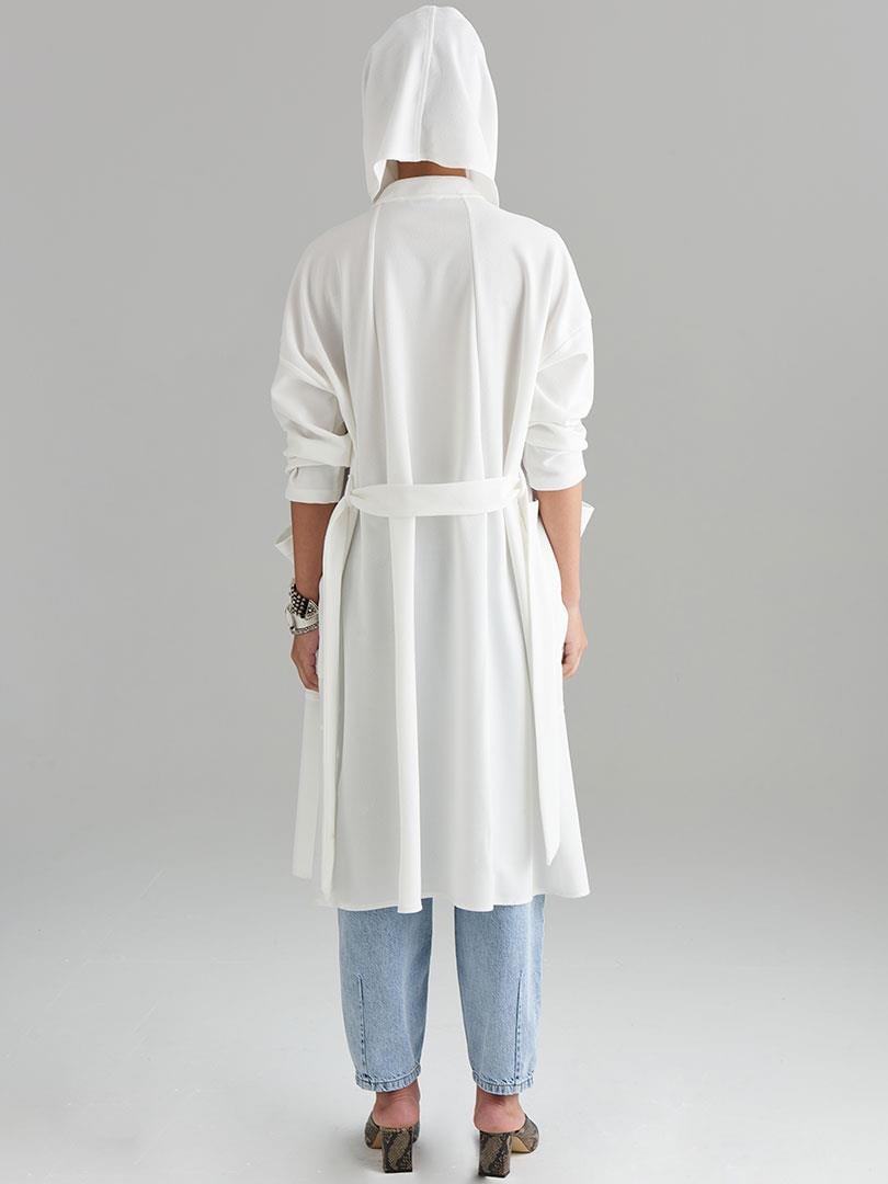 Cardigan Jacket With Neck Detail And Pockets - Ecru
