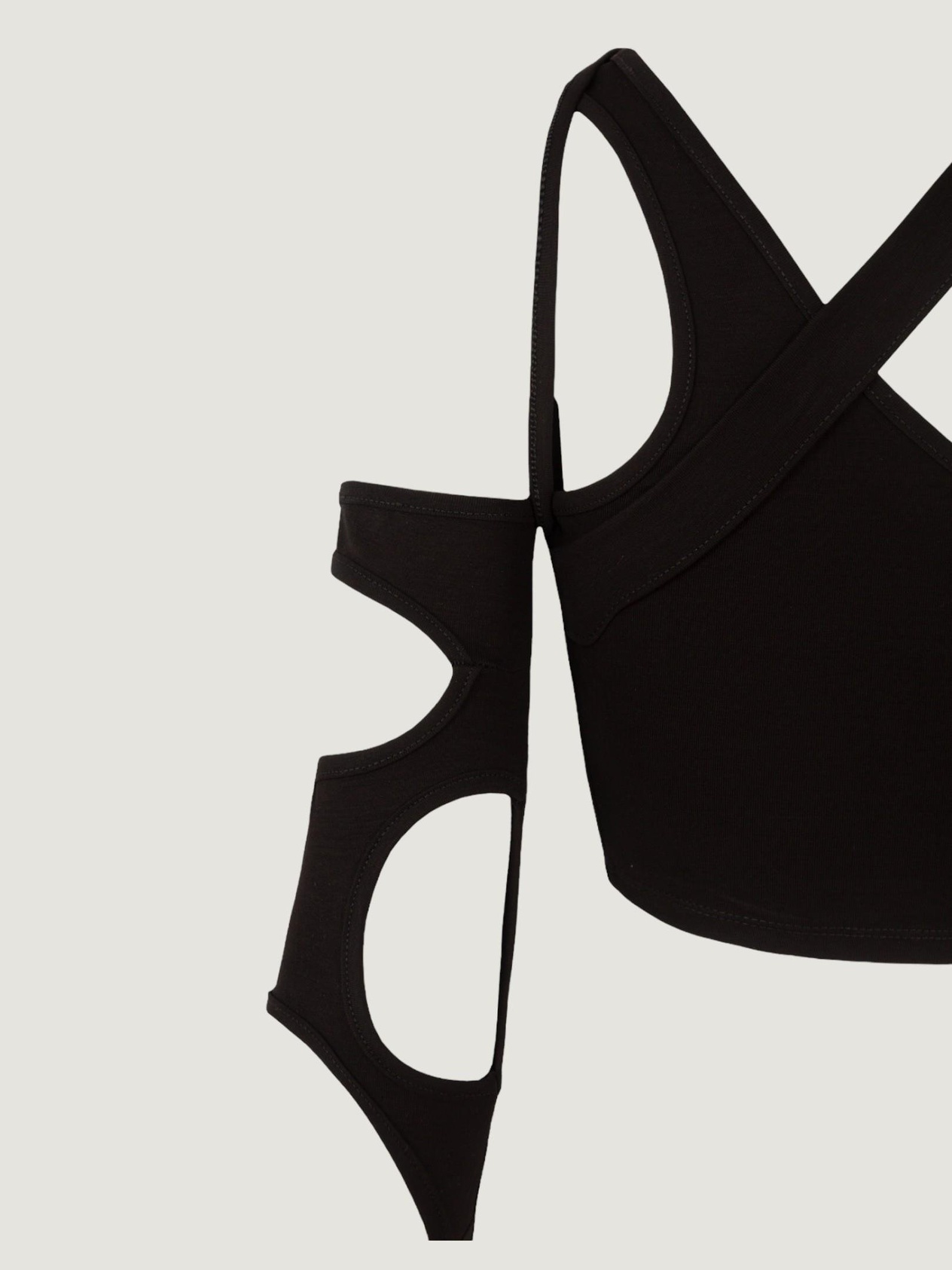 Cross Strap One Shoulder Crop Top - Black Body & Blouse Modelleri