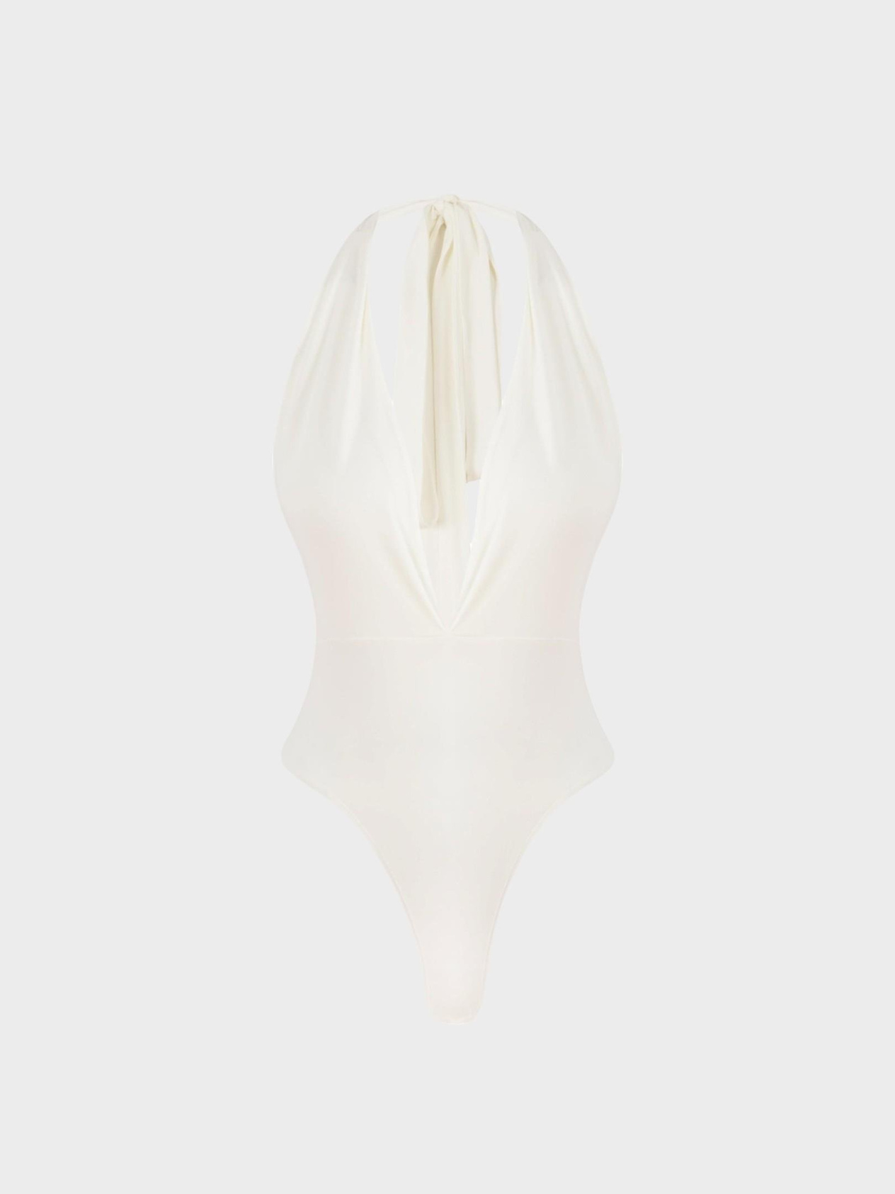 Deep Neckline Iconic Bodysuit - Ecru Body & Blouse Modelleri