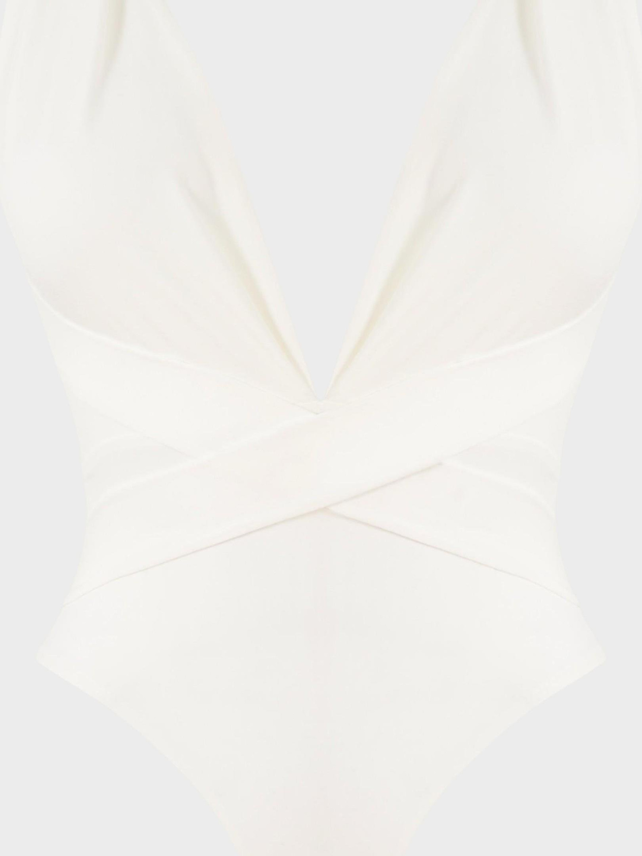Deep Neckline Iconic Bodysuit - Ecru Body & Blouse Modelleri