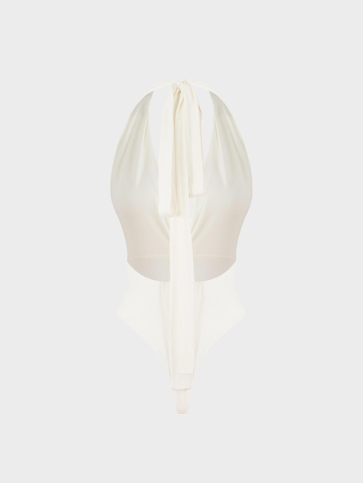 Deep Neckline Iconic Bodysuit - Ecru Body & Blouse Modelleri