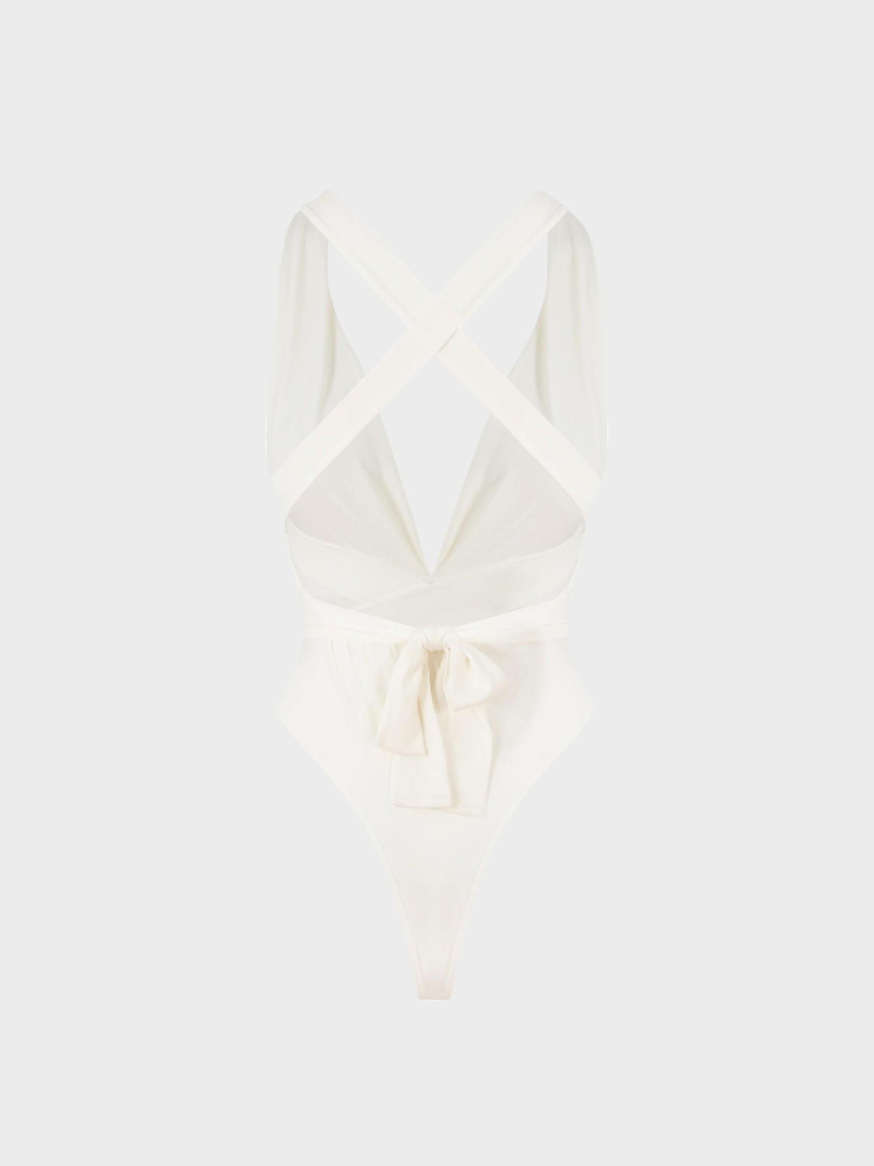 Deep Neckline Iconic Bodysuit - Ecru Body & Blouse Modelleri