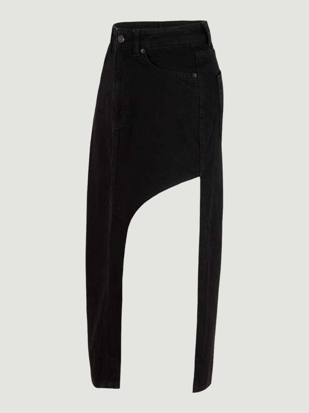 Deep Slit Denim Skirt - Black Skirt Modelleri