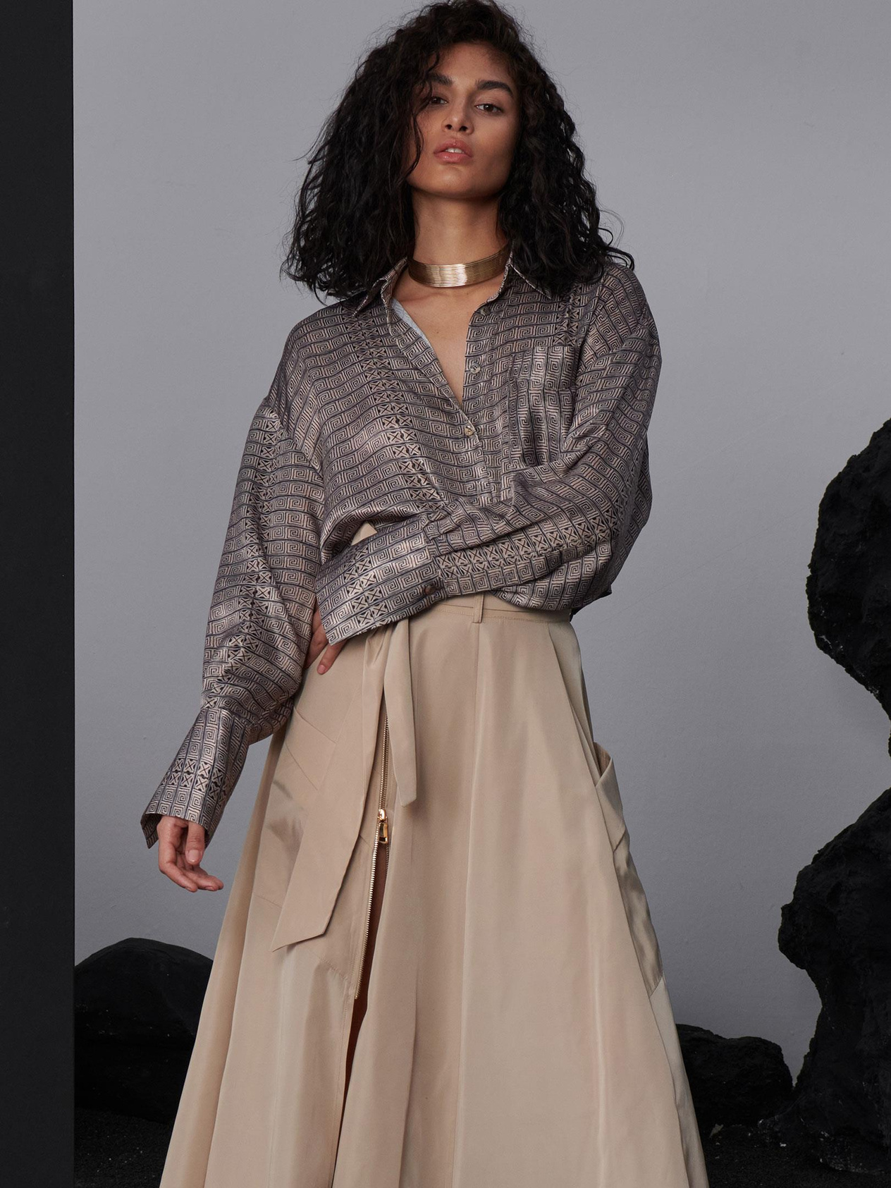 Patterned Loose-Fit Shirt Kategorisiz Modelleri