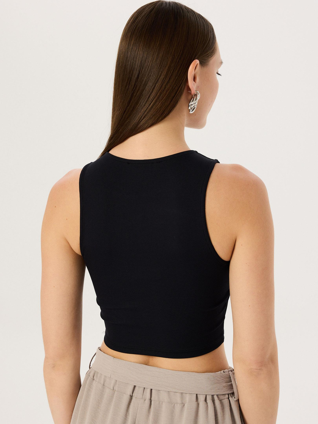 Detaylı Kaşkorse Crop Atlet - Siyah Body Modelleri