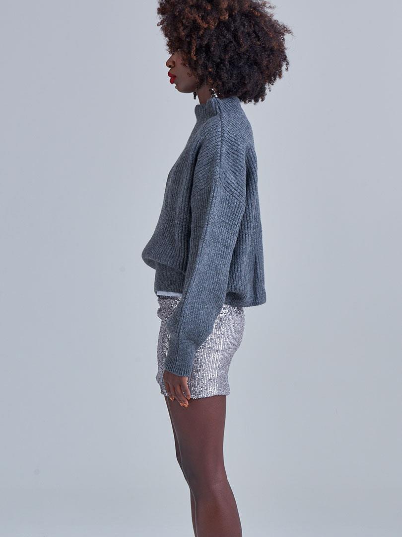 Stand-Up Collar Sweater - Anthracite