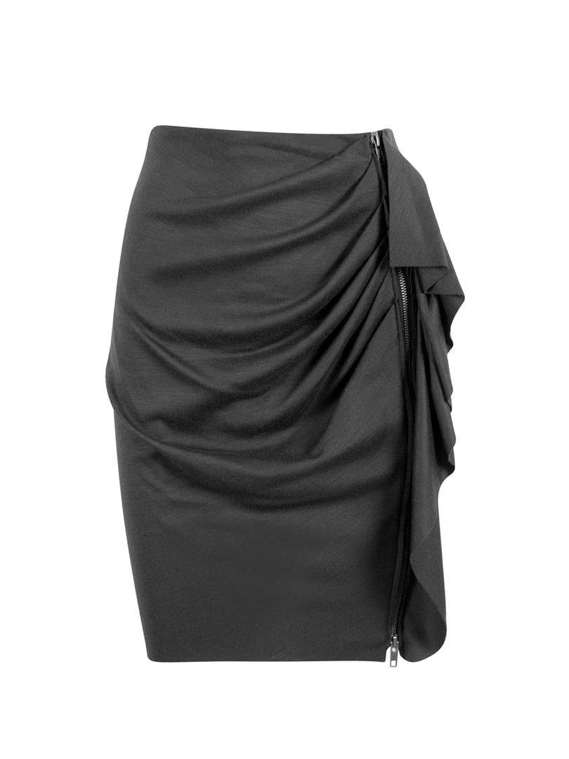MICROLI Zippered Mini Draped Skirt
