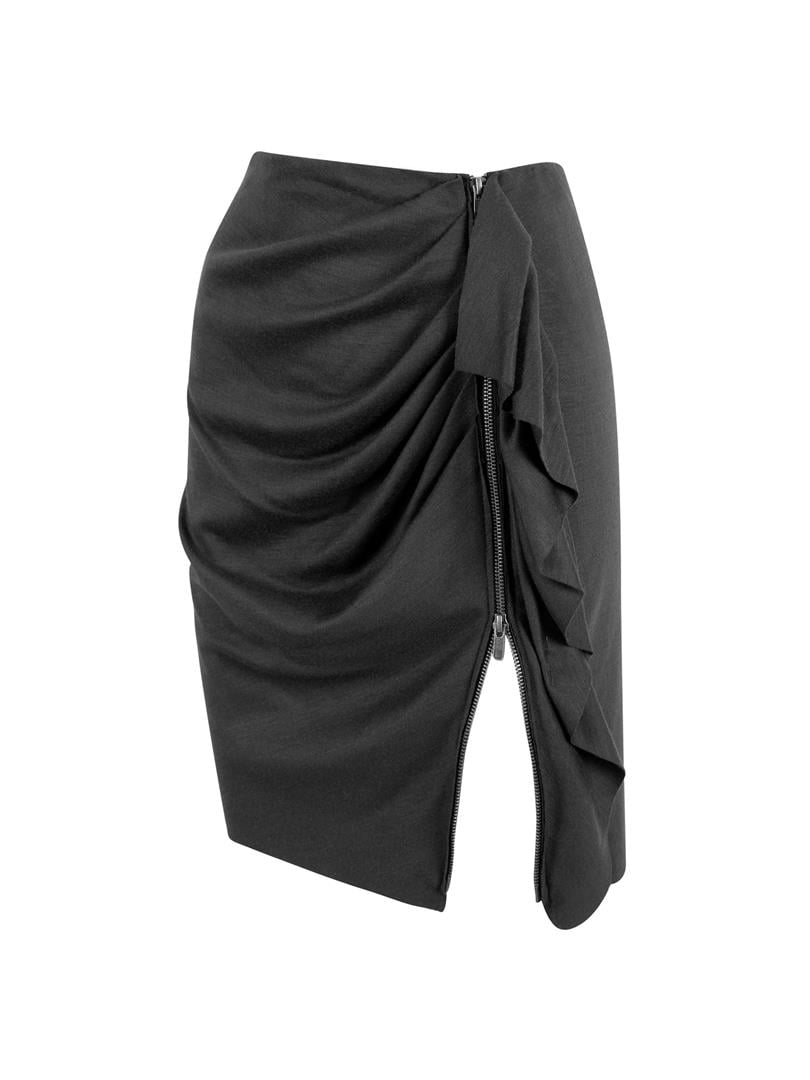 MICROLI Zippered Mini Draped Skirt