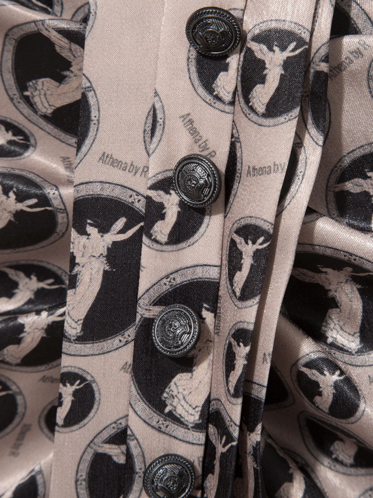 Button-Decorated Gathered Hem Dress - Athena Patterned Dress Modelleri